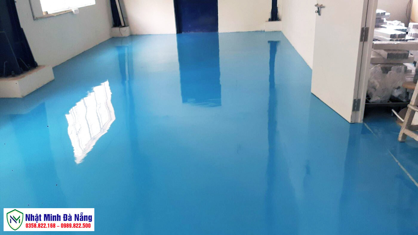 Sàn epoxy màu xanh da trời