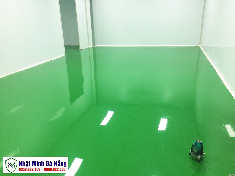 Lớp sàn epoxy màu xanh